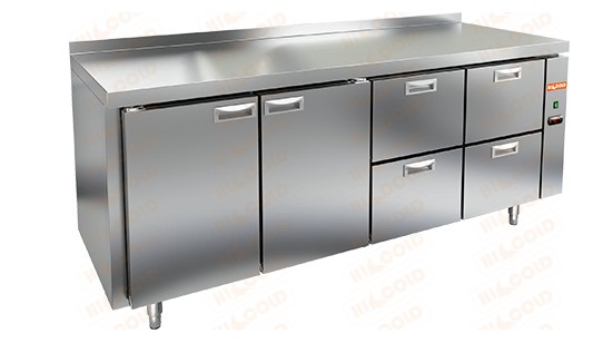 Холодильный стол HICOLD GN 1122/TN P, без агрегата, 2 двери, 4 ящика (-2...+10°С)